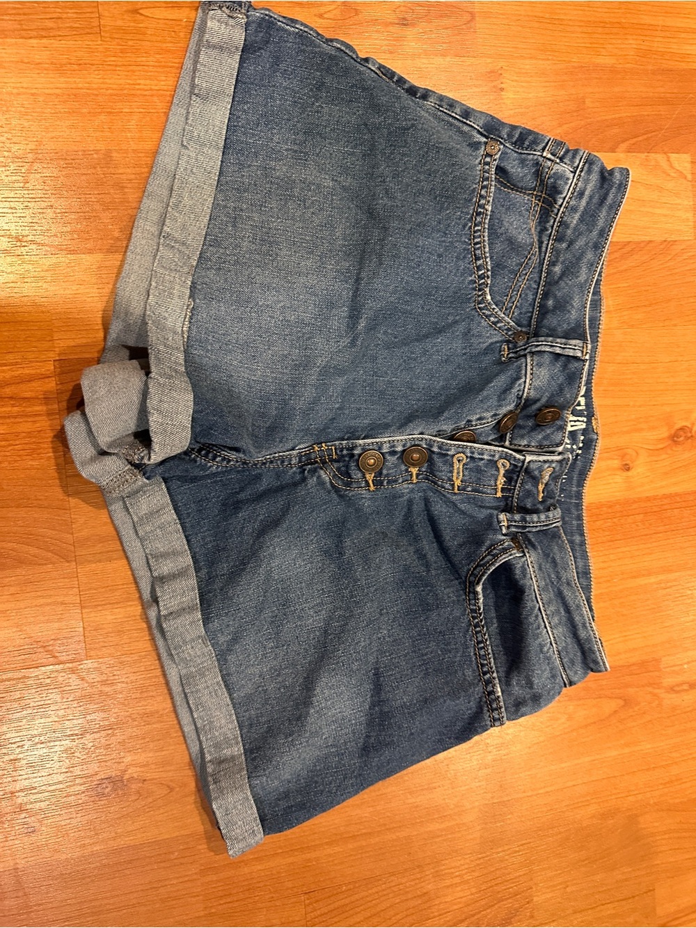 Rewash High-Rise Button-Front Denim Shorts - Blue